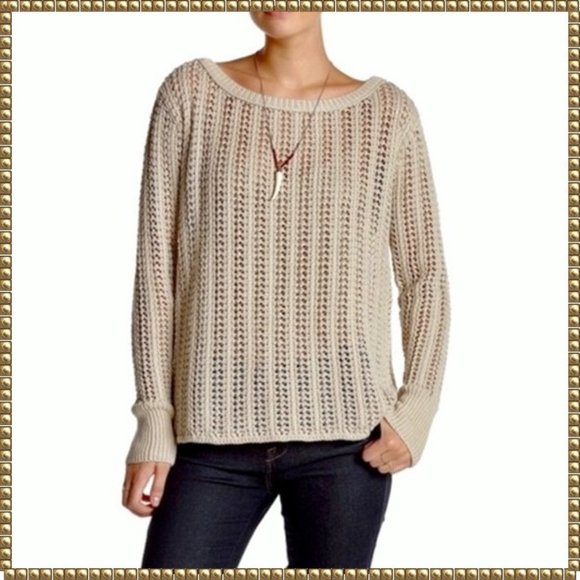 Calypso St. Barth Sweaters - Calypso St. Barth Varinka Oatmeal Beige Open Knit Sweater Size Medium